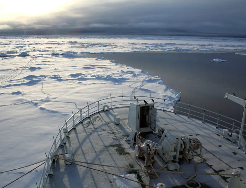 Ship in ice in Svalbard