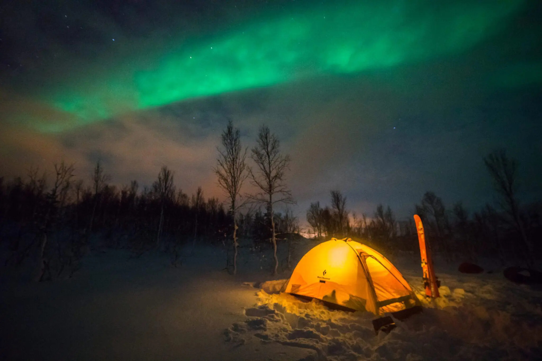 Camping under the northern lights in Finnmark.