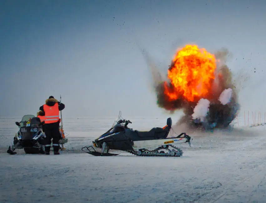 Seismic exlosion in Van Mijenfjorden Svalbard