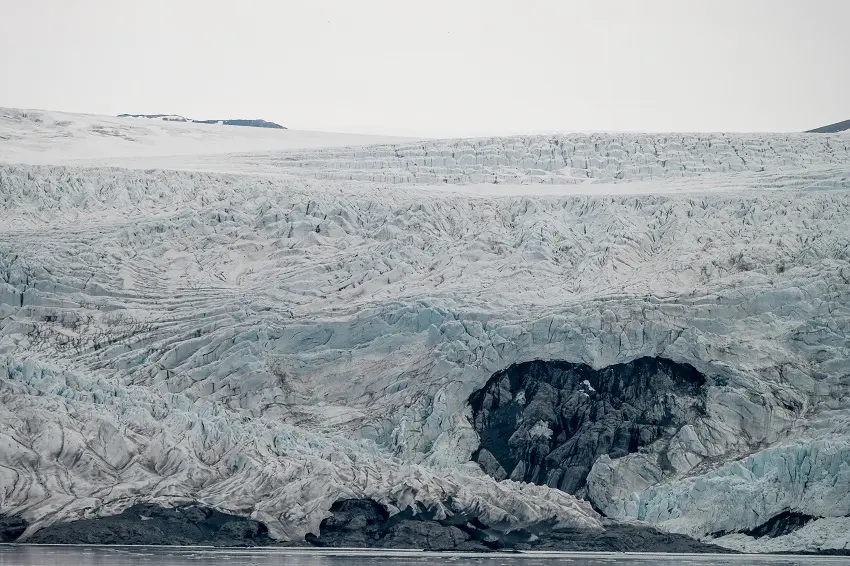 Hanging out in front of the massive Nordenskiöld glacier front. Photo: Maria Philippa Rossi