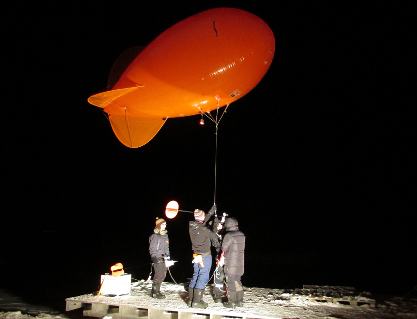 Weather balloon in dark season